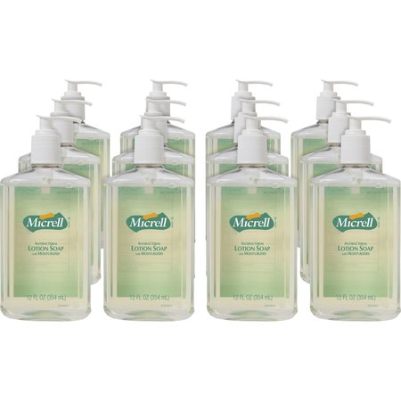 MICRELL Hand Soap, Lotion, Antimicrobial, 12oz Pump Clear, PK 12 GOJ975912